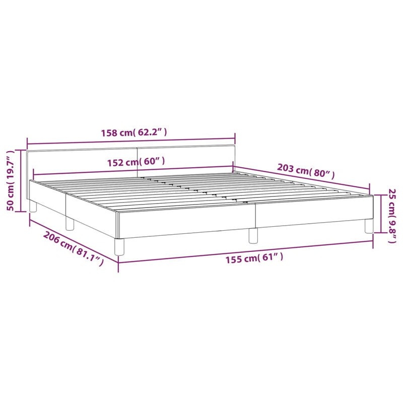 Bed Frame with Headboard Black 153x203 cm Queen Fabric Payday Deals