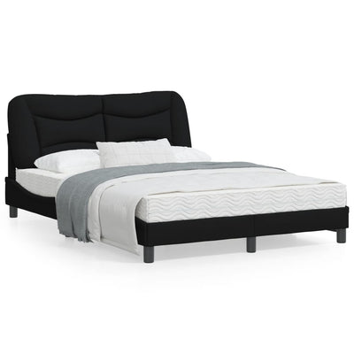 Bed Frame with Headboard Black 153x203 cm Queen Size Fabric