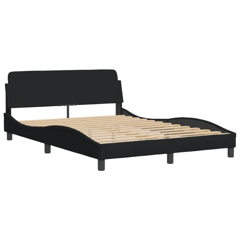 Bed Frame with Headboard Black 153x203 cm Queen Size Fabric Payday Deals