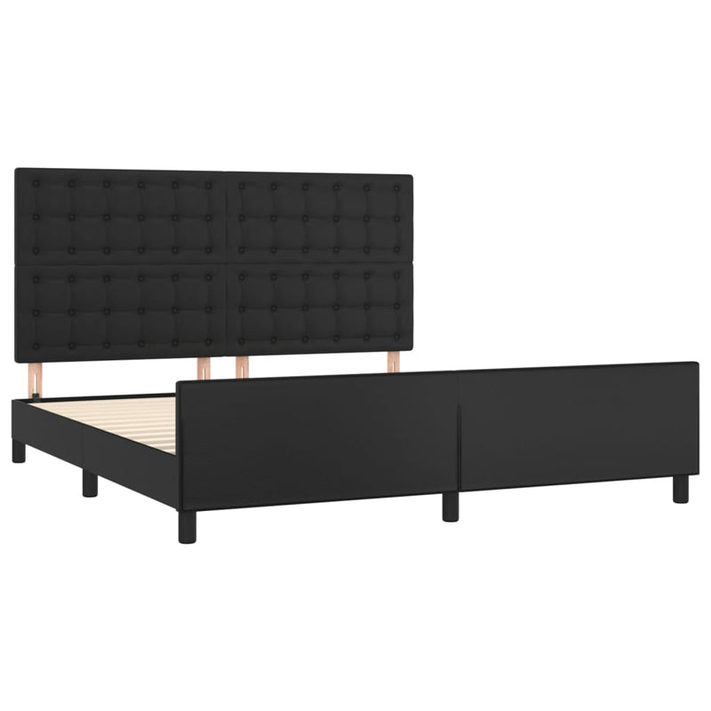 Bed Frame with Headboard Black 153x203 cm Queen Size Faux Leather Payday Deals