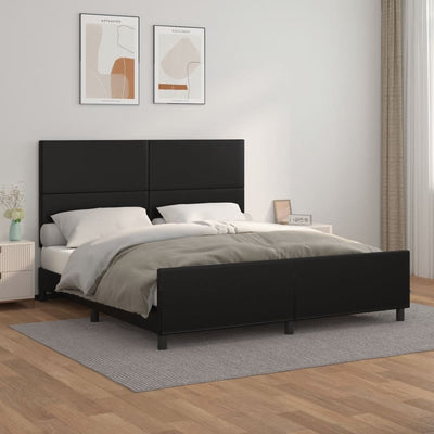 Bed Frame with Headboard Black 153x203 cm Queen Size Faux Leather