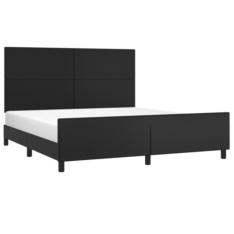 Bed Frame with Headboard Black 153x203 cm Queen Size Faux Leather Payday Deals