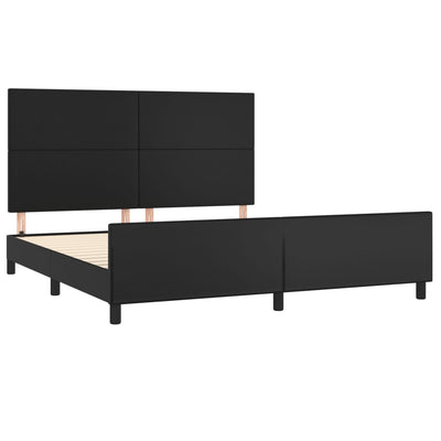 Bed Frame with Headboard Black 153x203 cm Queen Size Faux Leather Payday Deals