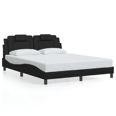 Bed Frame with Headboard Black 153x203 cm Queen Size Faux Leather