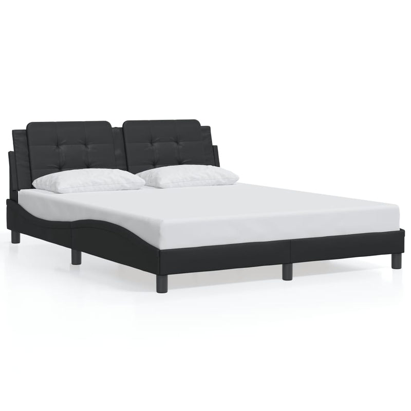 Bed Frame with Headboard Black 153x203 cm Queen Size Faux Leather Payday Deals