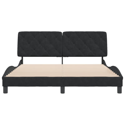 Bed Frame with Headboard Black 153x203 cm Queen Size Velvet Payday Deals