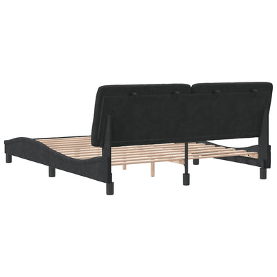 Bed Frame with Headboard Black 153x203 cm Queen Size Velvet Payday Deals