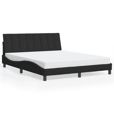 Bed Frame with Headboard Black 153x203 cm Queen Size Velvet