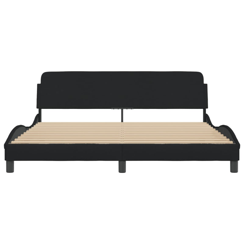 Bed Frame with Headboard Black 183x203 cm King Size Fabric Payday Deals
