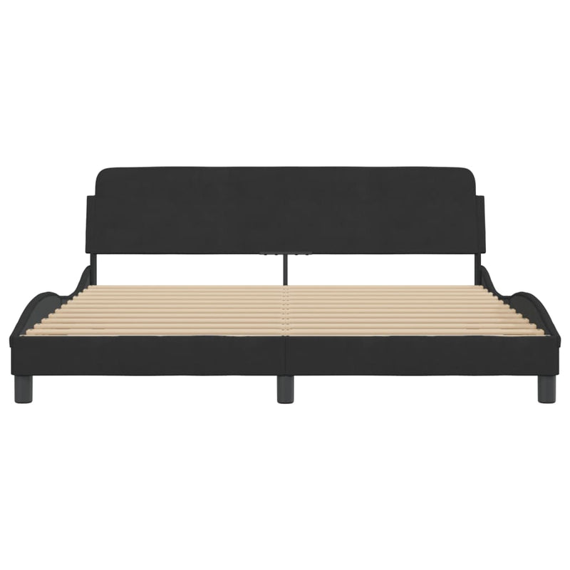 Bed Frame with Headboard Black 183x203 cm King Size Velvet Payday Deals