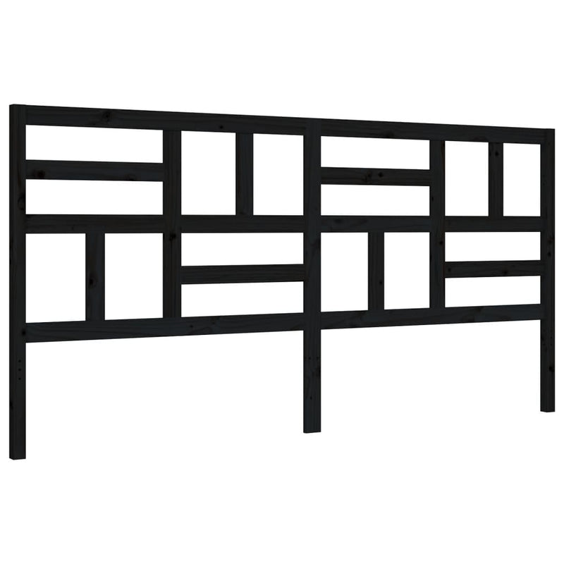 Bed Frame with Headboard Black 183x203 cm King Solid Wood Payday Deals