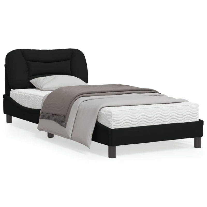 Bed Frame with Headboard Black 92x187 cm Single Size Fabric Payday Deals