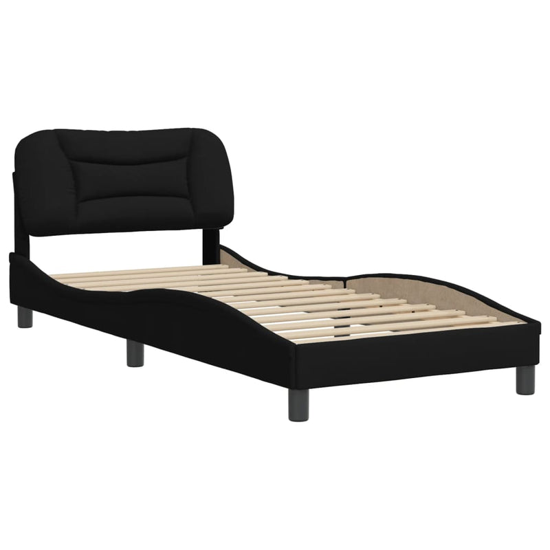 Bed Frame with Headboard Black 92x187 cm Single Size Fabric Payday Deals