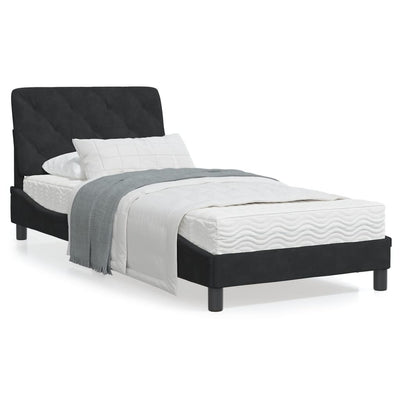 Bed Frame with Headboard Black 92x187 cm Single Size Velvet