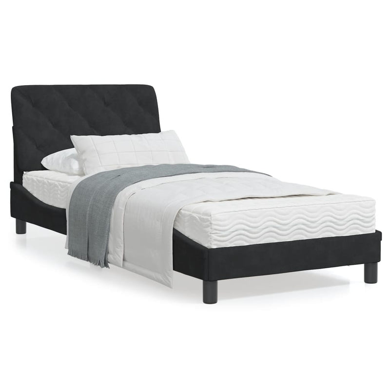 Bed Frame with Headboard Black 92x187 cm Single Size Velvet Payday Deals