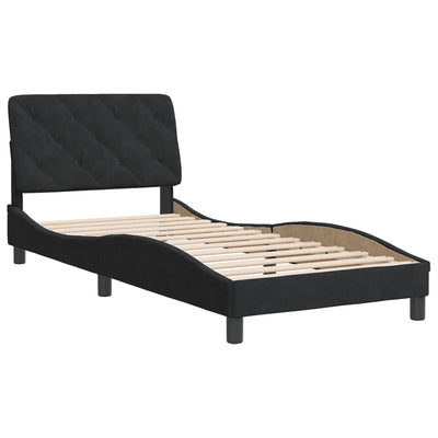 Bed Frame with Headboard Black 92x187 cm Single Size Velvet Payday Deals