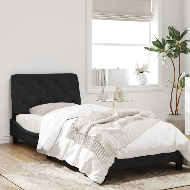 Bed Frame with Headboard Black 92x187 cm Single Size Velvet Payday Deals