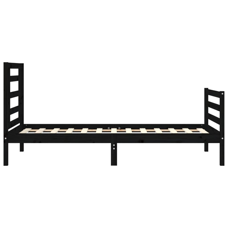 Bed Frame with Headboard Black 92x187 cm Single Solid Wood Payday Deals