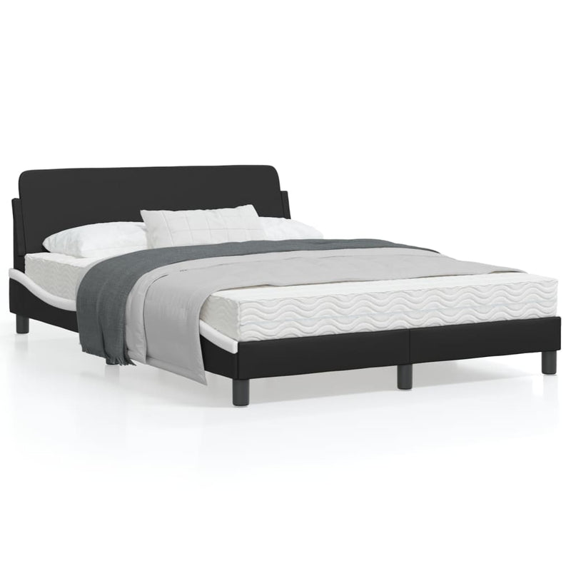 Bed Frame with Headboard Black and White 137x190 cm Faux Leather Payday Deals