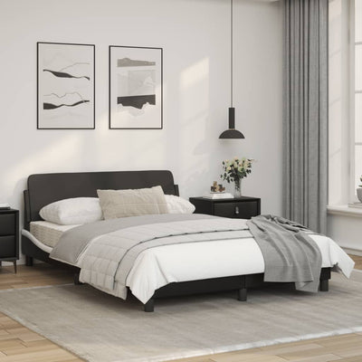 Bed Frame with Headboard Black and White 137x190 cm Faux Leather Payday Deals