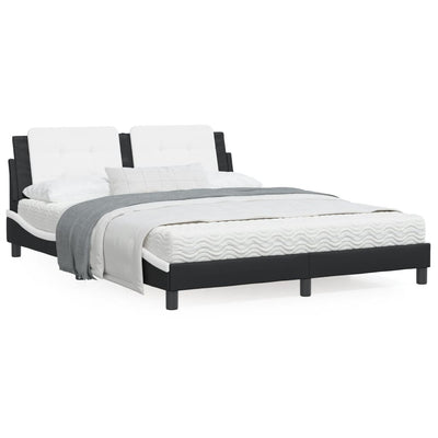 Bed Frame with Headboard Black and White 153x203 cm Queen Size Faux Leather