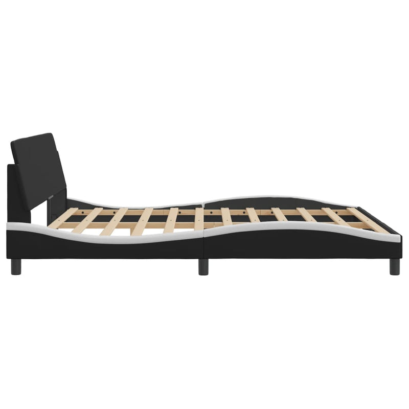Bed Frame with Headboard Black and White 183x203 cm King Size Faux Leather Payday Deals