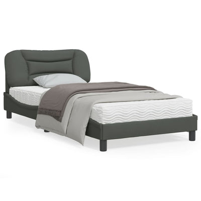 Bed Frame with Headboard Dark Grey 106x203 cm King Single Size Fabric