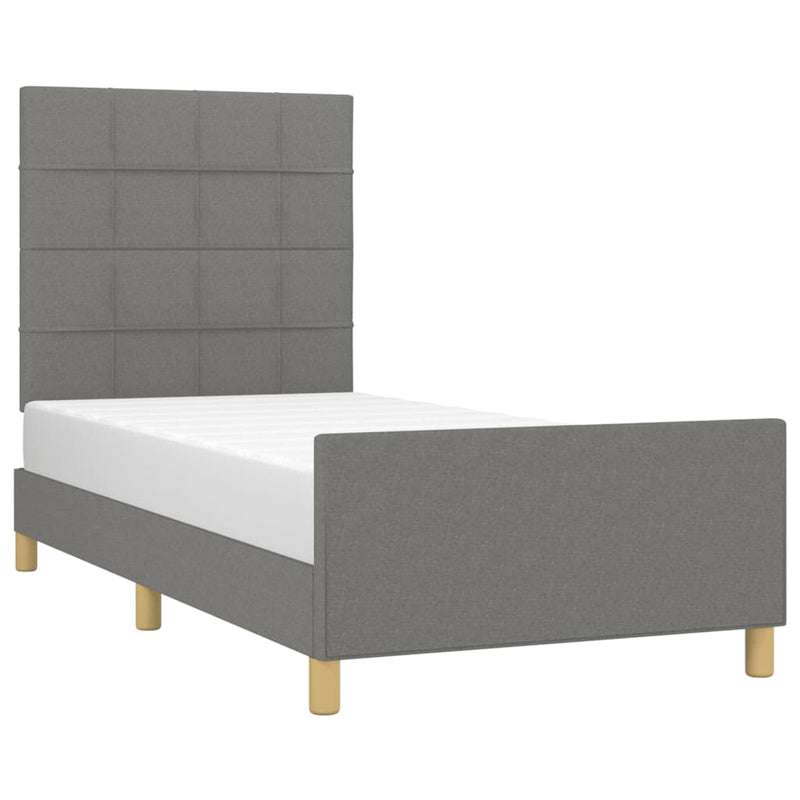 Bed Frame with Headboard Dark Grey 106x203 cm King Single Size Fabric Payday Deals