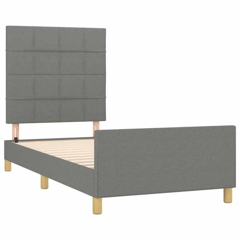 Bed Frame with Headboard Dark Grey 106x203 cm King Single Size Fabric Payday Deals