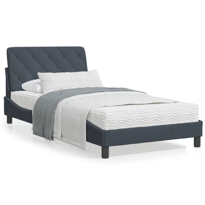 Bed Frame with Headboard Dark Grey 106x203 cm King Single Size Velvet