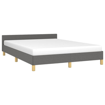 Bed Frame with Headboard Dark Grey 153x203 cm Queen Fabric Payday Deals