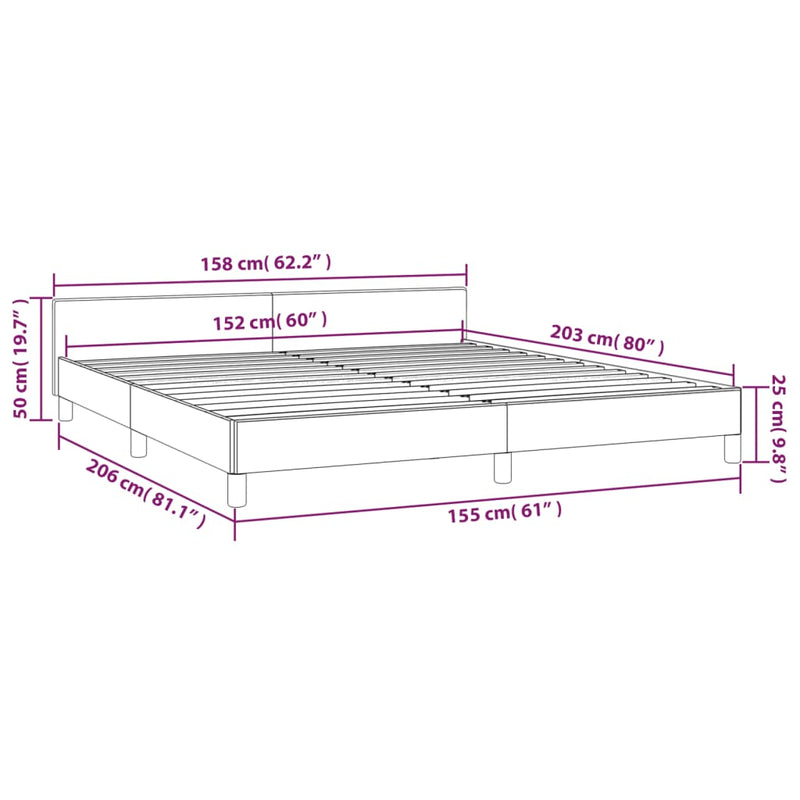 Bed Frame with Headboard Dark Grey 153x203 cm Queen Fabric Payday Deals