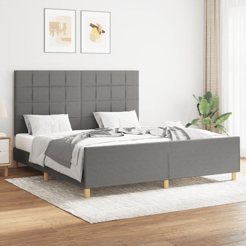 Bed Frame with Headboard Dark Grey 153x203 cm Queen Size Fabric Payday Deals