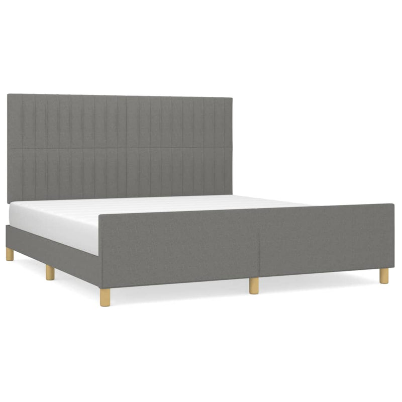 Bed Frame with Headboard Dark Grey 153x203 cm Queen Size Fabric Payday Deals