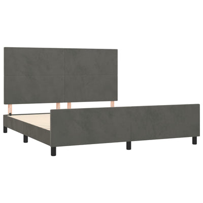 Bed Frame with Headboard Dark Grey 153x203 cm Queen Size Velvet Payday Deals