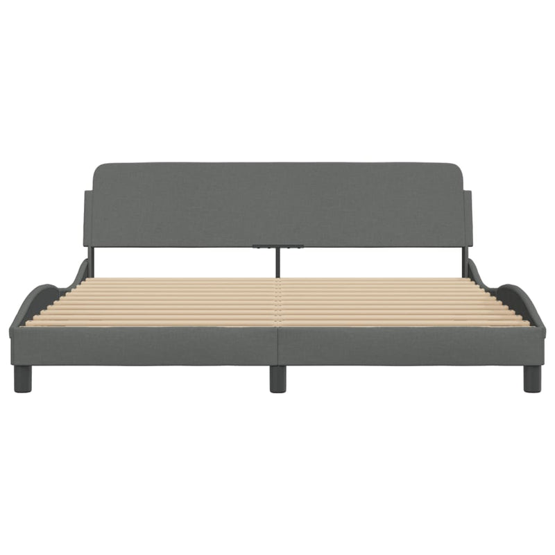 Bed Frame with Headboard Dark Grey 183x203 cm King Size Fabric Payday Deals