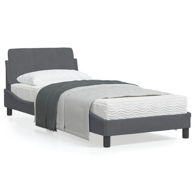 Bed Frame with Headboard Dark Grey 90x190 cm Velvet Payday Deals