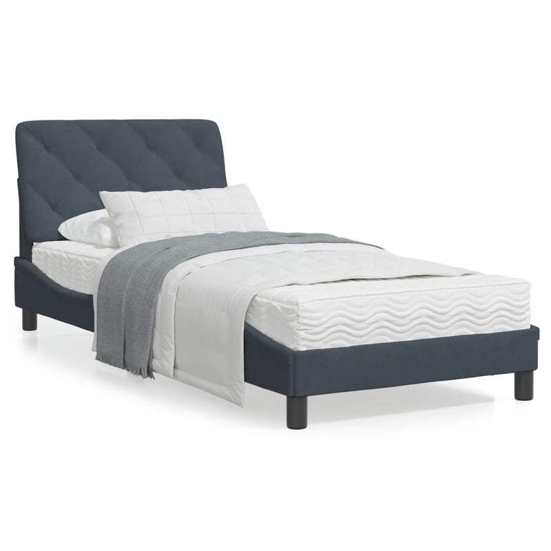 Bed Frame with Headboard Dark Grey 92x187 cm Single Size Velvet Payday Deals