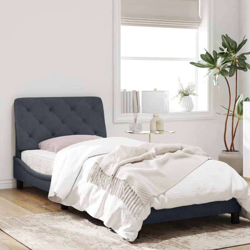 Bed Frame with Headboard Dark Grey 92x187 cm Single Size Velvet Payday Deals