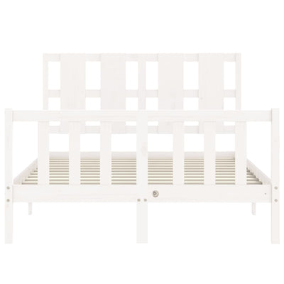 Bed Frame with Headboard White 137x187 cm Double Solid Wood Payday Deals