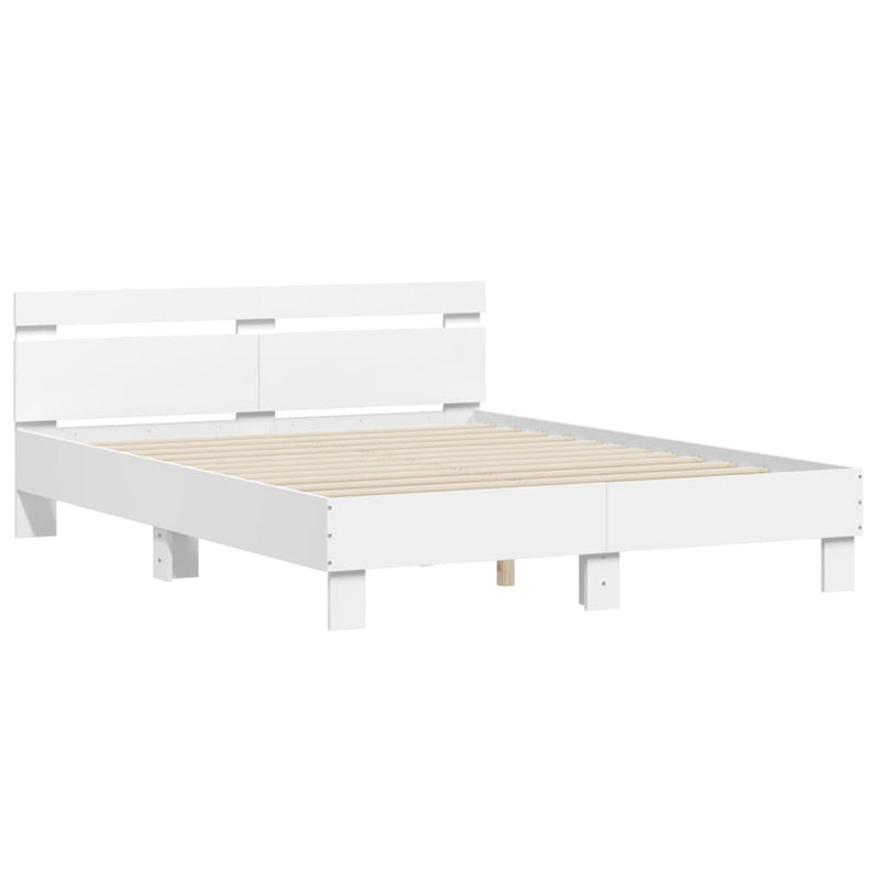 Bed Frame with Headboard White 150x200 cm Engineered Wood Payday Deals