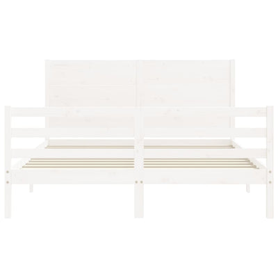 Bed Frame with Headboard White 153x203 cm Queen Solid Wood Payday Deals