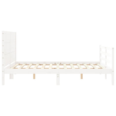 Bed Frame with Headboard White 153x203 cm Queen Solid Wood Payday Deals