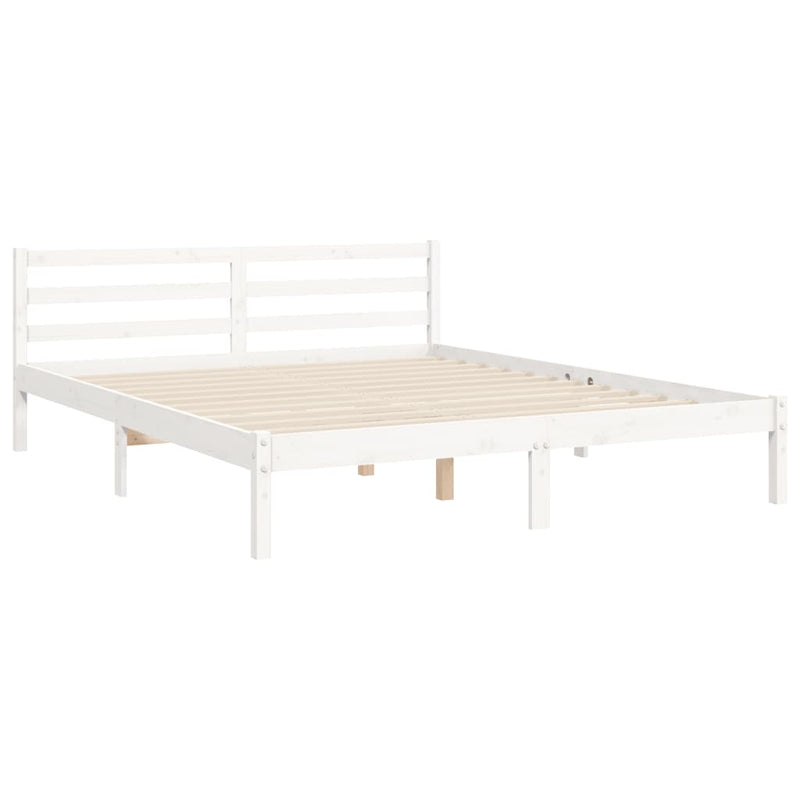 Bed Frame with Headboard White 153x203 cm Queen Solid Wood Payday Deals