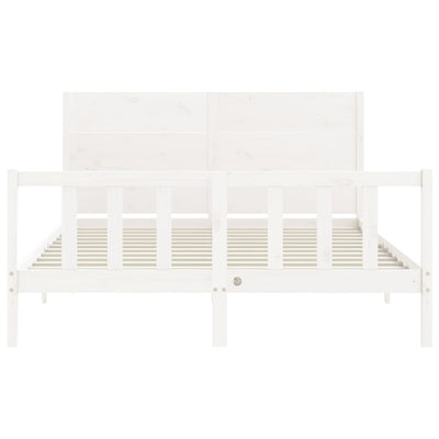 Bed Frame with Headboard White 153x203 cm Queen Solid Wood Payday Deals