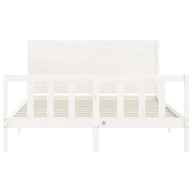 Bed Frame with Headboard White 153x203 cm Queen Solid Wood Payday Deals