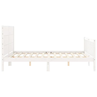 Bed Frame with Headboard White 153x203 cm Queen Solid Wood Payday Deals