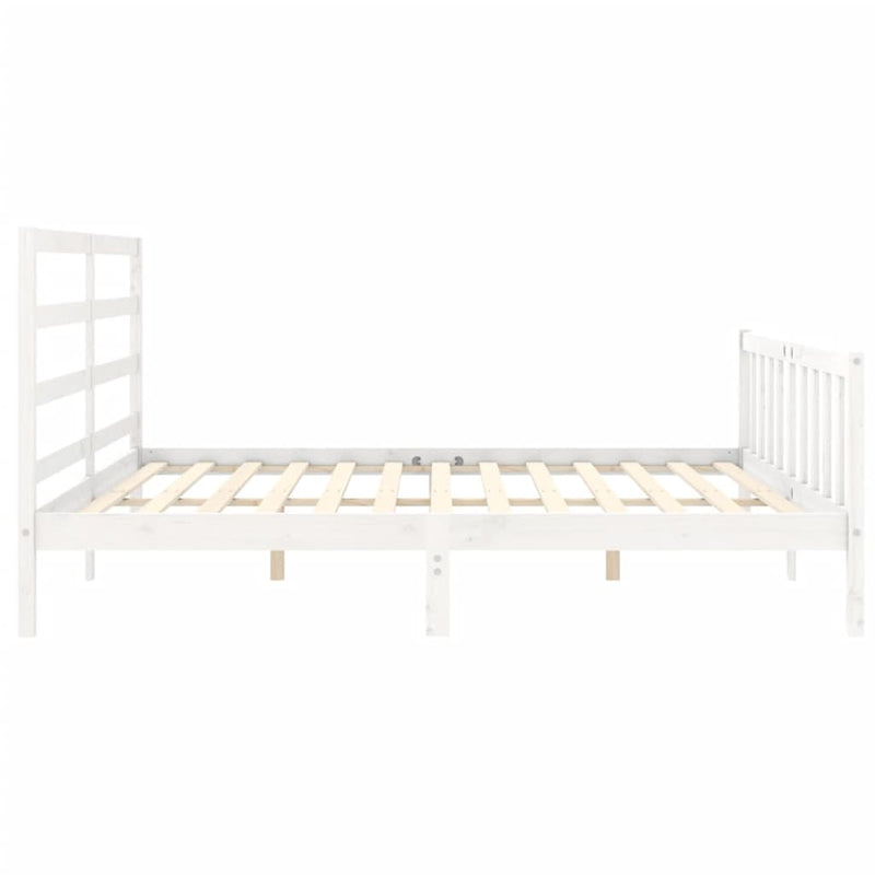 Bed Frame with Headboard White 183x203 cm King Solid Wood Payday Deals