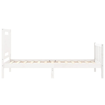 Bed Frame with Headboard White 92x187 cm Single Solid Wood Payday Deals