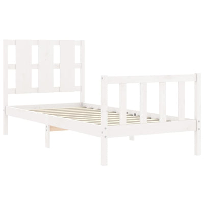 Bed Frame with Headboard White 92x187 cm Single Solid Wood Payday Deals